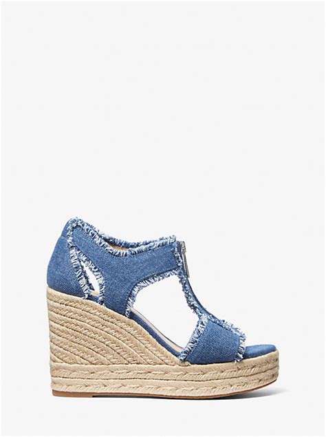 michael kors berkley wedge sandals|berkley frayed denim wedge sandal.